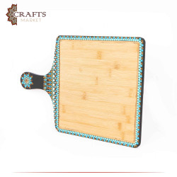 Hand-decorated Bamboo Wood Serving Board Mandala Design