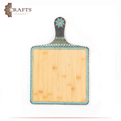 Hand-decorated Bamboo Wood Serving Board Mandala Design