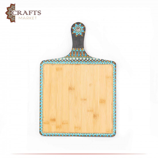 Hand-decorated Bamboo Wood Serving Board Mandala Design Hand-decorated Bamboo Wood Serving Board Mandala Design