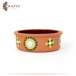 Hand-decorated Large Pottery Dish with a Mandala design.