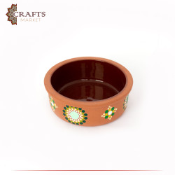 Hand-decorated Large Pottery Dish with a Mandala design.
