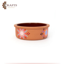 Hand-decorated Large Pottery Dish with a Mandala design.