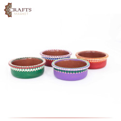 Handmade Pottery Plate Set with a Mandala design, 4PCs 