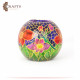 Hand-decorated Multi-colored Round Glass Vase with Flowers Design Hand-decorated Multi-colored Round Glass Vase with Flowers Design