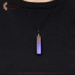 Handmade Duo-Color Epoxy & Natural Olive Wood Pendant