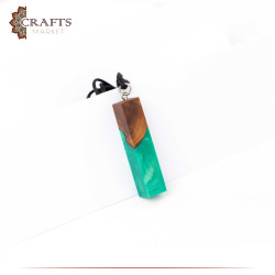 Handmade Duo-Color Epoxy & Natural Olive Wood Pendant