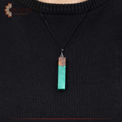 Handmade Duo-Color Epoxy & Natural Olive Wood Pendant