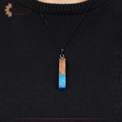 Handmade Duo-Color Epoxy & Natural Olive Wood Pendant
