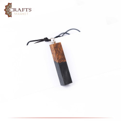 Handmade Duo-Color Epoxy & Natural Olive Wood Pendant
