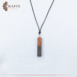 Handmade Duo-Color Epoxy & Natural Olive Wood Pendant