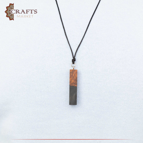 Handmade Duo-Color Epoxy & Natural Olive Wood Pendant Handmade Duo-Color Epoxy & Natural Olive Wood Pendant