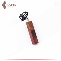 Handmade Duo-Color Epoxy & Natural Olive Wood Pendant
