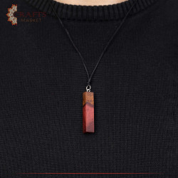 Handmade Duo-Color Epoxy & Natural Olive Wood Pendant