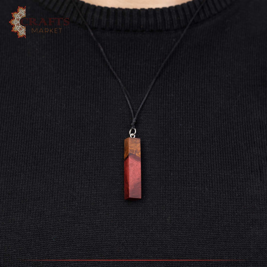 Handmade Duo-Color Epoxy & Natural Olive Wood Pendant Handmade Duo-Color Epoxy & Natural Olive Wood Pendant