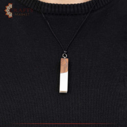 Handmade Duo-Color Epoxy & Natural Olive Wood Pendant