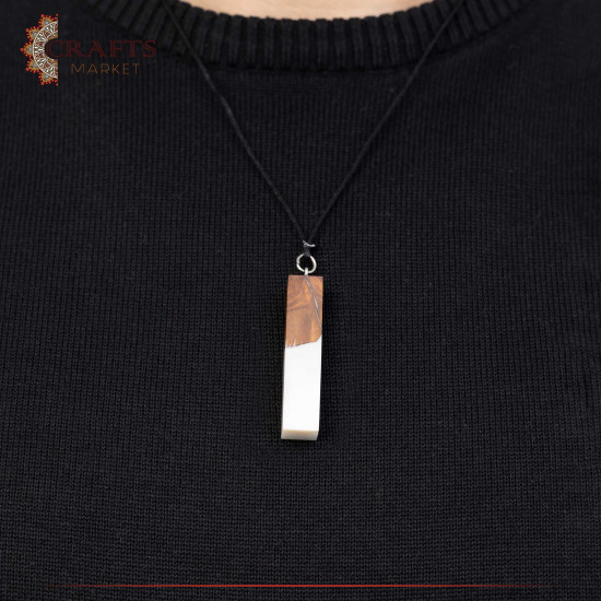 Handmade Duo-Color Epoxy & Natural Olive Wood Pendant Handmade Duo-Color Epoxy & Natural Olive Wood Pendant
