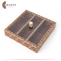 Handmade Wooden Serving Box with Lid in an Andalusian Design