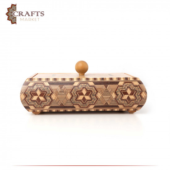 Handmade Wooden Serving Box with Lid in an Andalusian Design