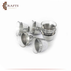 Handmade Glass & Aluminum Arabic Coffee Cups Set , 6 PCs