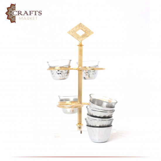 Handmade Glass & Aluminum Arabic Coffee Cups Set , 6 PCs Handmade Glass & Aluminum Arabic Coffee Cups Set , 6 PCs