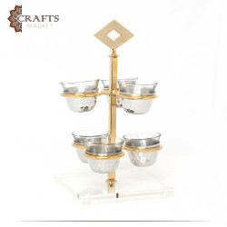 Handmade Glass & Aluminum Arabic Coffee Cups Set , 6 PCs