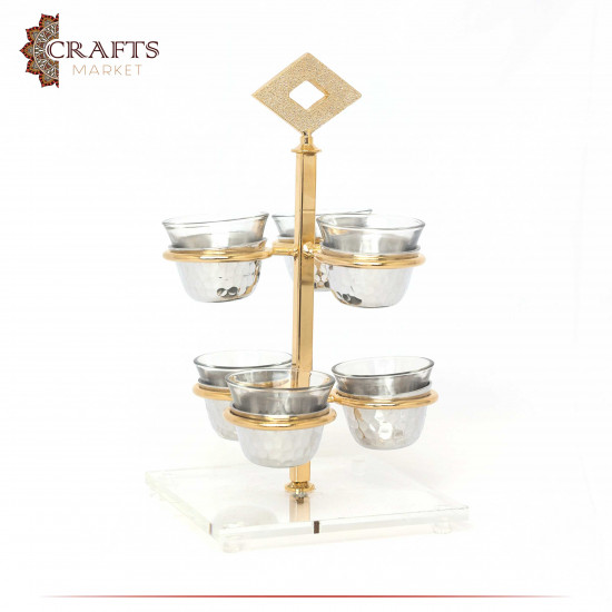 Handmade Glass & Aluminum Arabic Coffee Cups Set , 6 PCs Handmade Glass & Aluminum Arabic Coffee Cups Set , 6 PCs