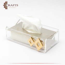 Handmade Acrylic & Aluminum Tissue Holder with Rhombus design