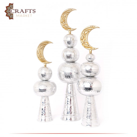 Handmade Aluminum Home Decor Set, Circular Minarets Design, 3 PCs