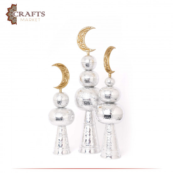 Handmade Aluminum Home Decor Set, Circular Minarets Design, 3 PCs