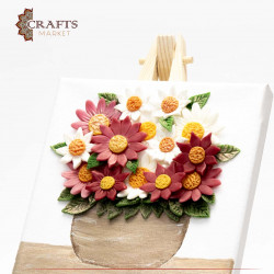 Decorative painting of a vase containing roses with ceramic paste