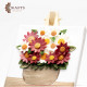 Decorative painting of a vase containing roses with ceramic paste