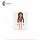 A mug designed with a girl in a peasant dress A mug designed with a girl in a peasant dress