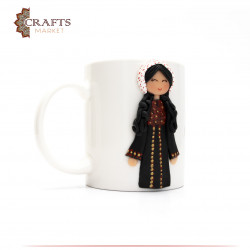 Ceramic Peasant Girl Dress Mug with head cover
