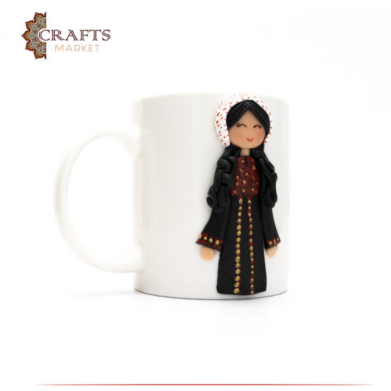 Ceramic Peasant Girl Dress Mug with head cover Ceramic Peasant Girl Dress Mug with head cover