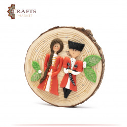 Circular Chechen Ceramic Wood Ornament