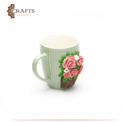 Pistachio Rose Basket Ceramic Mug