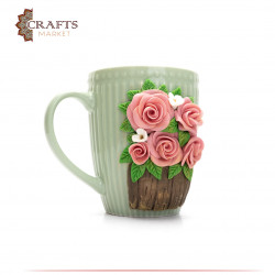 Pistachio Rose Basket Ceramic Mug