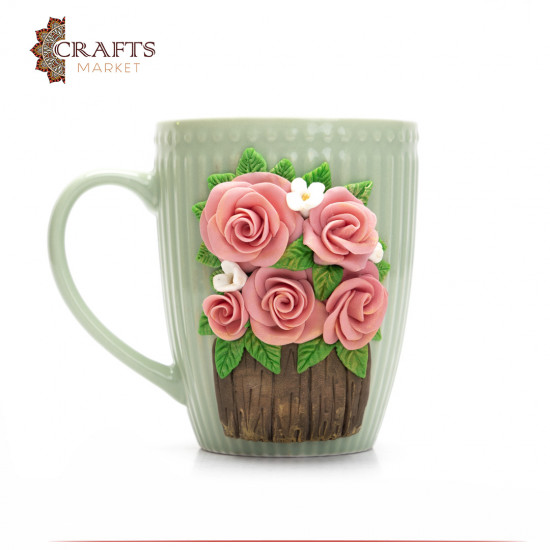Pistachio Rose Basket Ceramic Mug