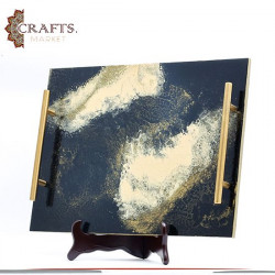 Handcrafted Duo Color Wooden Tray Set, 5pcs