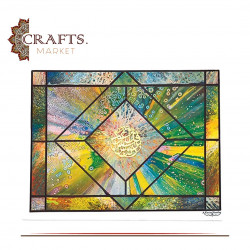 Hand Drawing Oil Painting Wall Art Geometric design with the verse from the Qur'an  قل أعوذ برب الناس in the middle 
