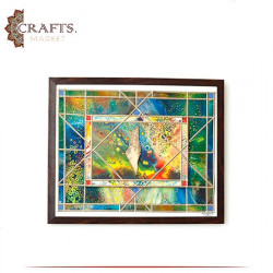 Hand Drawing Oil Painting Wall Art Geometric design with the Map of Palestine in the middle