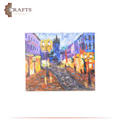 Hand Painted Multi-Colored Wall Art in the City at Night design
