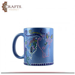 Hand-painted Blue Glass Mug
