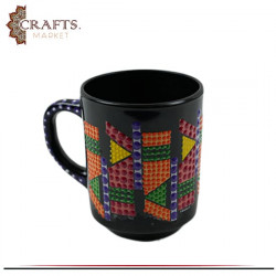 Hand-painted Black Glass Mug