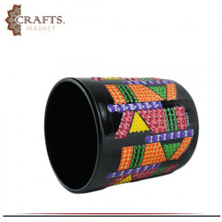 Hand-painted Black Glass Mug