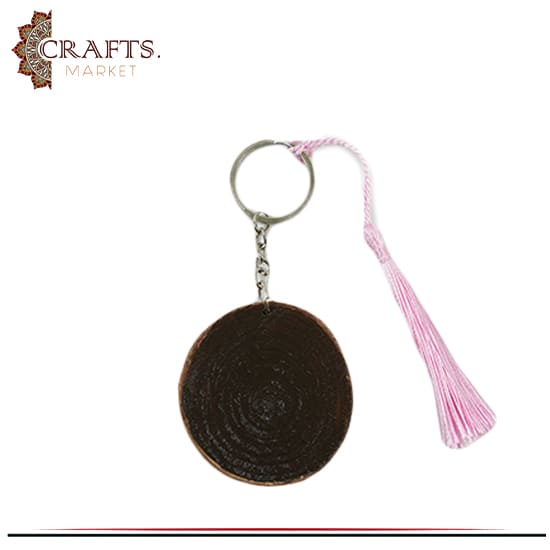 Hand-painted Natural Wood Key Chain