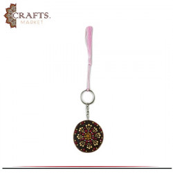 Hand-painted Natural Wood Key Chain