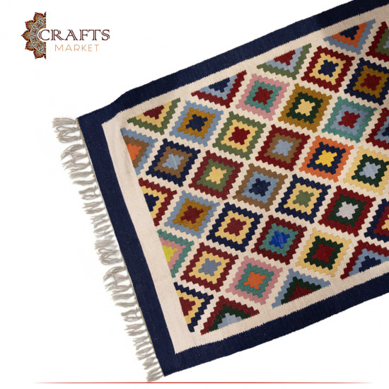 Handmade Multi-Color Natural Wool Large Rug Handmade Multi-Color Natural Wool Large Rug
