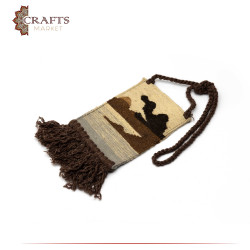 Handmade Multicolor Wool Crossbody bag with a Camel and Desert Design