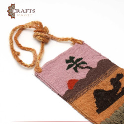 Handmade Multicolor Wool Crossbody bag with a Camel and Sunset Design